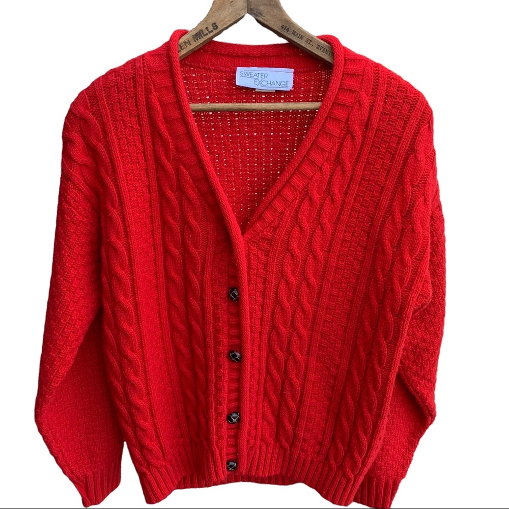 Vintage Cable Knit Cardigan Sweater